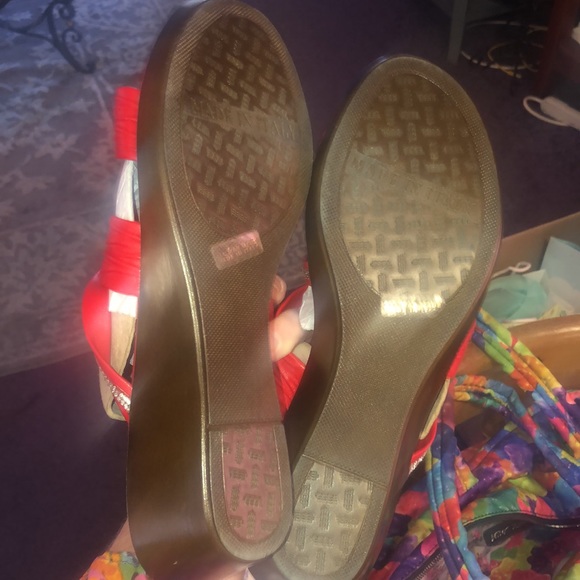 Beautiful Rhinestone Red Leather Women’s Shoes Made in Italy Size 11 - Picture 14 of 17